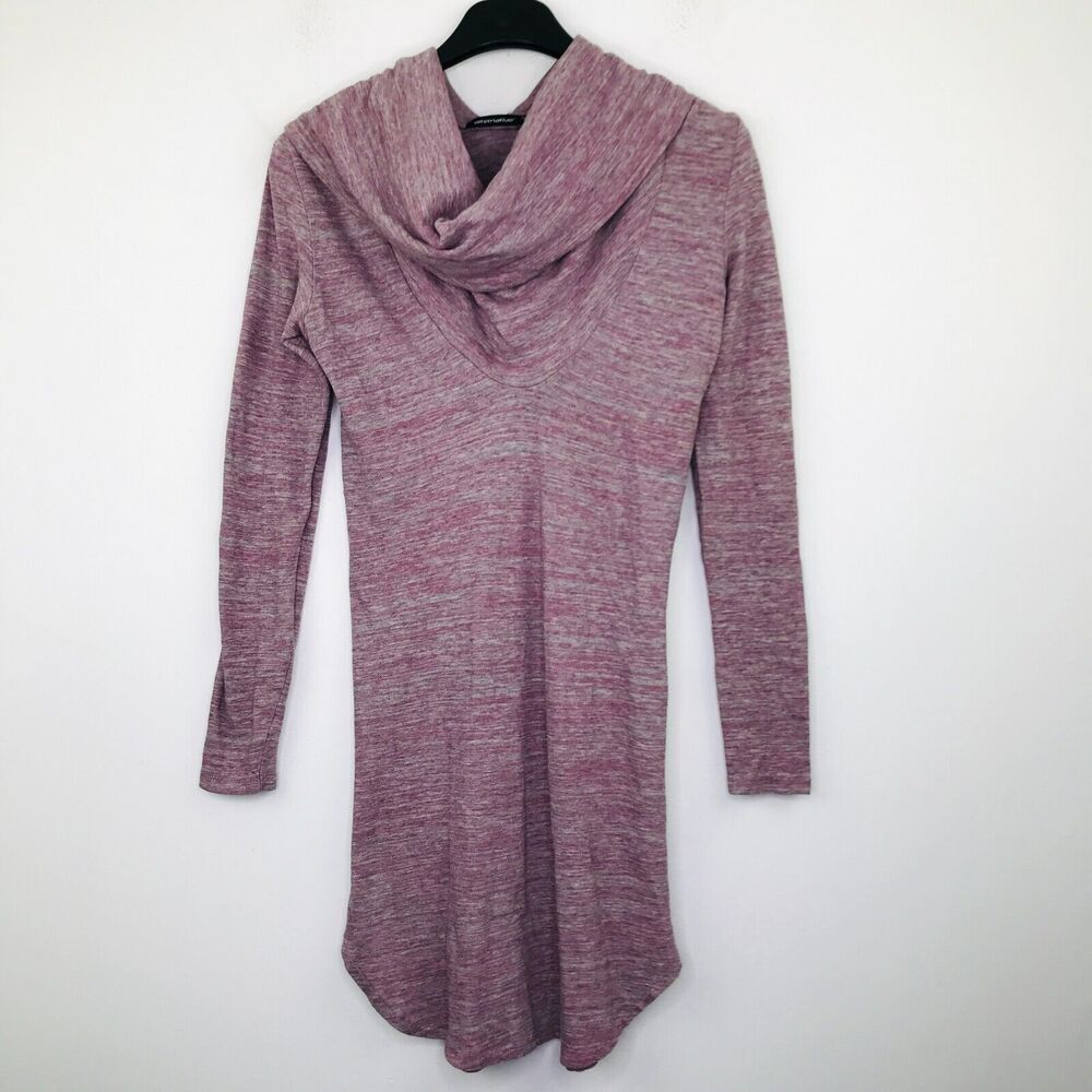 Alternative Women's Small Tunic Purple Gray Marled Long Sleeve Cowl Neck BJ2